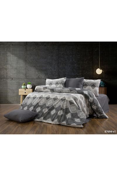 Pamuklu Kumaş Piramit Desen Tek Kişilik Nevresim Takımı Antrasit