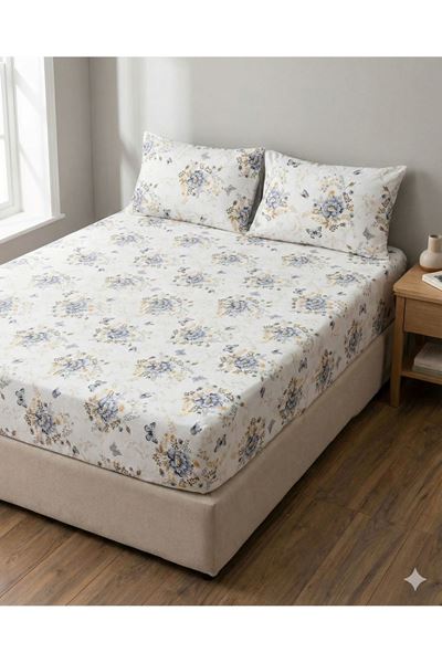 PAMUKLU RANFORCE KUMAŞ ÇİFT KİŞİLİK LASTİKLİ ÇARŞAF TAKIMI (160X200 & 180X200) GRİ