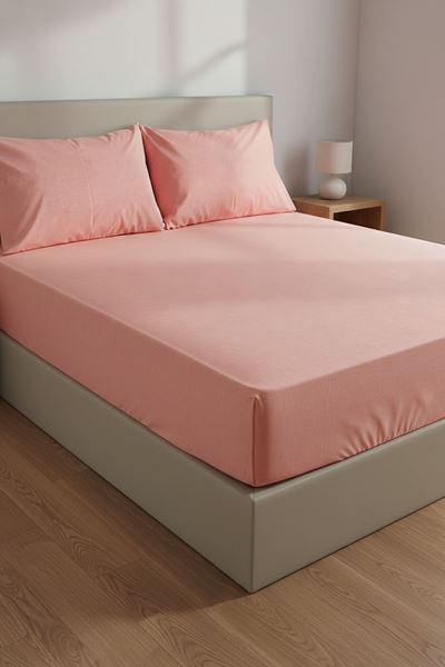 Ranforce Dokuma Lastikli Çarşaf Takımı Düz renk PUDRA