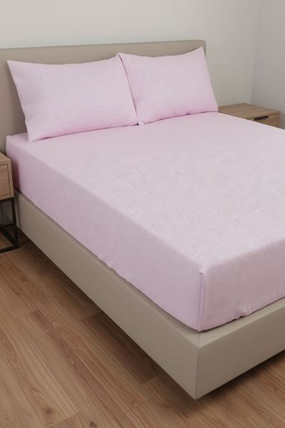 Ranforce Dokuma Lastikli Çarşaf Takımı Düz renk Pembe