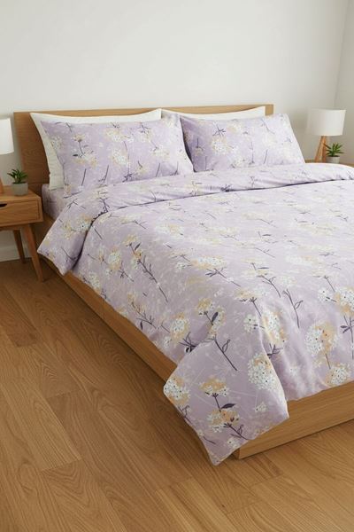 180 X 200 Battal Boy Lastikli Çarşaf Nevresim Takımı Papatya Lila