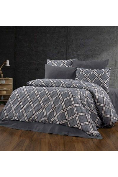 180 X 200 Battal Boy Lastikli Çarşaf Nevresim Takımı Yeni Kare Siyah