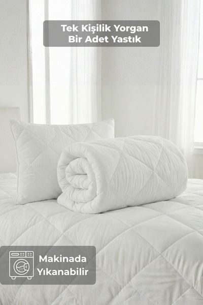 Tek Kişilik Microfiber Silikon Yorgan + 1 adet Microfiber Silikon Yastık