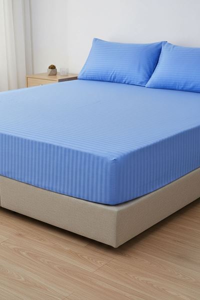 ÇİFT KİŞİLİK SATEN LASTİKLİ ÇARŞAF TAKIMI ( 160X200 & 180X200 ) MAVİ