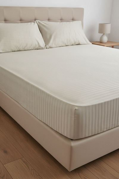 ÇİFT KİŞİLİK SATEN LASTİKLİ ÇARŞAF TAKIMI ( 160X200 & 180X200 ) Bej