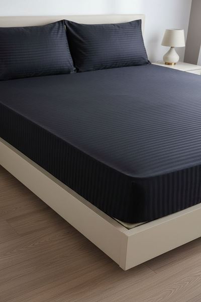 ÇİFT KİŞİLİK SATEN LASTİKLİ ÇARŞAF TAKIMI ( 160X200 & 180X200 ) SİYAH
