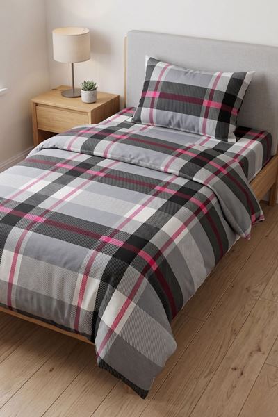 Tek Kişilik Pamuklu  Lastikli Çarşaflı Nevresim Takımı Nova Desen Kırmızı