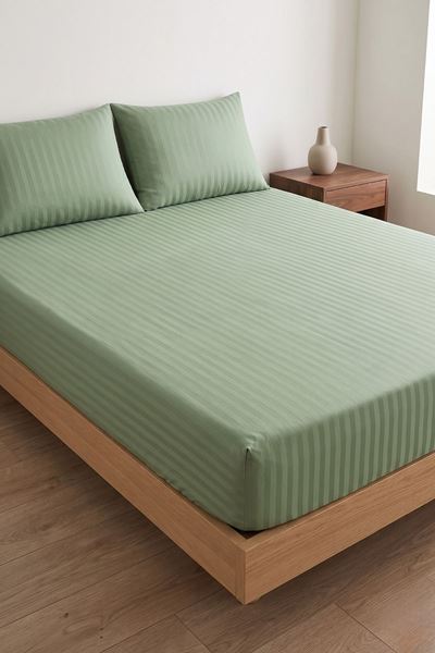 Çift Kişilik Saten Lastikli Çarşaf Takımı ( 160X200 & 180X200 ) Yeşil