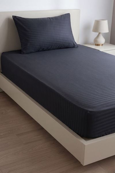 TEK KİŞİLİK SATEN LASTİKLİ ÇARŞAF TAKIMI ( 100X200 & 120X200 ) SİYAH