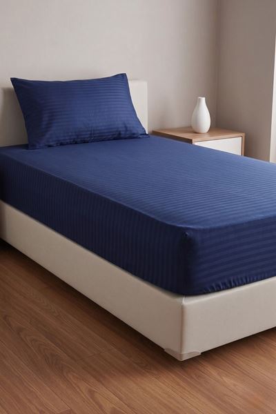 TEK KİŞİLİK SATEN LASTİKLİ ÇARŞAF TAKIMI ( 100X200 & 120X200 ) LACİVERT