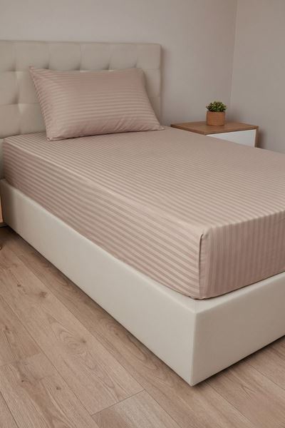 TEK KİŞİLİK SATEN LASTİKLİ ÇARŞAF TAKIMI ( 100X200 & 120X200 ) KAHVERENGİ