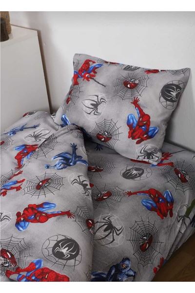 120 x 200 Yataklar İçin Örümcek Adam Pamuklu Nevresim Tk. (Spiderman) Gri
