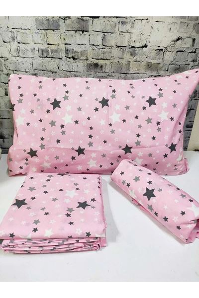 120 X 200 Yataklar İçin Pamuklu Yıldız Desen Nevresim Takımı Pembe