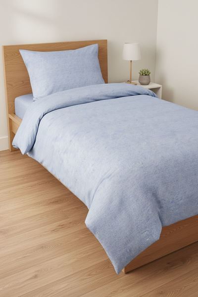 120 x 200 Yataklar İçin Düz Renk Pamuklu Kumaş Nevresim Takımı Mavi