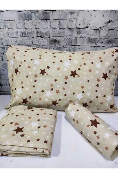 120 X 200 Yataklar İçin Pamuklu Yıldız Desen Nevresim Takımı Somon