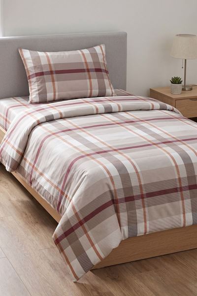 120 x 200 Yataklar İçin Pamuklu  Lastikli Çarşaflı Nevresim Takımı Nova Desen Kahve