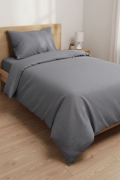 120 x 200 Yataklar İçin Düz Renk Pamuklu Kumaş Nevresim Takımı Antrasit