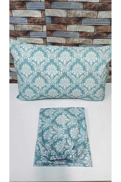 120 x 200 Yataklar İçin Pamuklu Nevresim Takımı ( Şal-Damaks Desen ) Yeşil