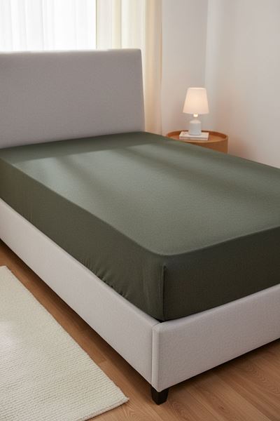%100 Pamuk Penye Kumaş 120x200 Yataklar İçin Lastikli Çarşaf Yeşil