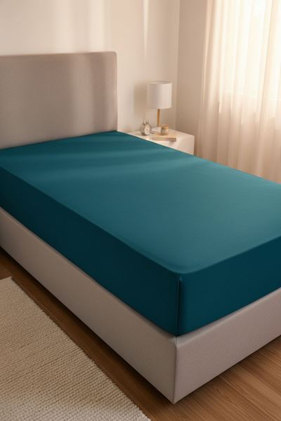 %100 Pamuk Penye Kumaş 120x200 Yataklar İçin Lastikli Çarşaf Çağla