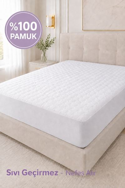 Tek Kişilik %100 Pamuk Bambu Lastikli Çarşaf Tipi Fitted Alez – Sıvı Geçirmez Yatak Koruyucu
