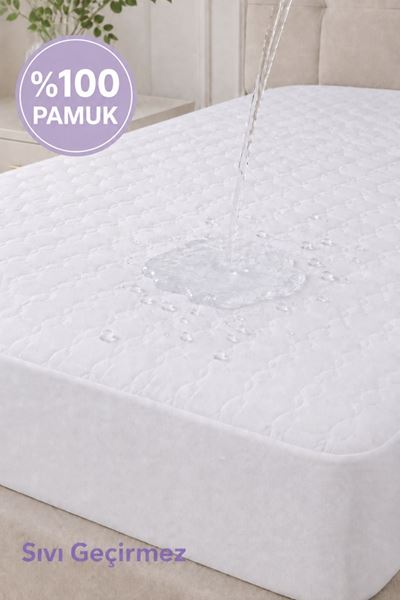 Çift Kişilik %100 Pamuk Bambu Lastikli Çarşaf Tipi Fitted Alez – Sıvı Geçirmez Yatak Koruyucu