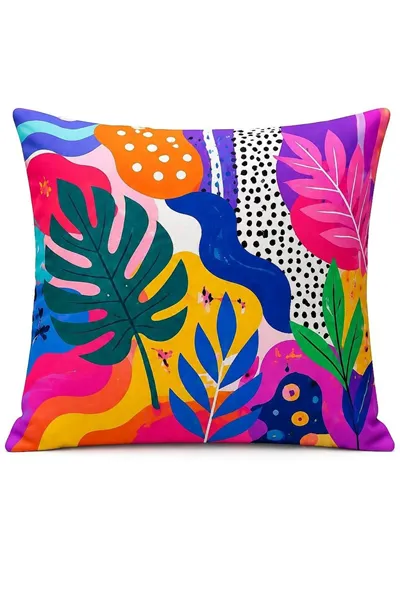 Gizli Fermuarlı Dekoratif Kırlent Kılıfı 40 x 40 cm Yaprak Desen